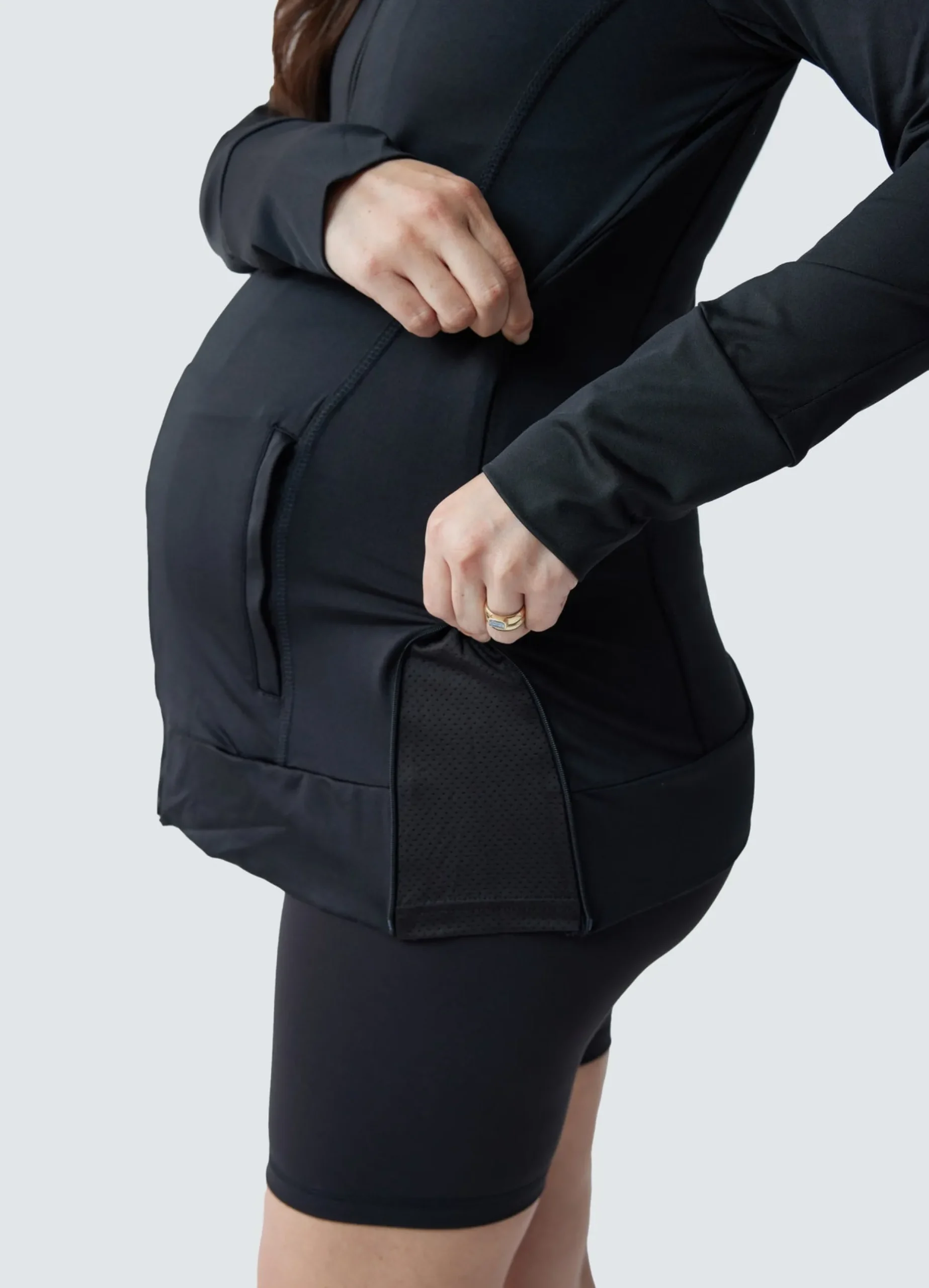 Active Maternity Side Zip Jacket Black