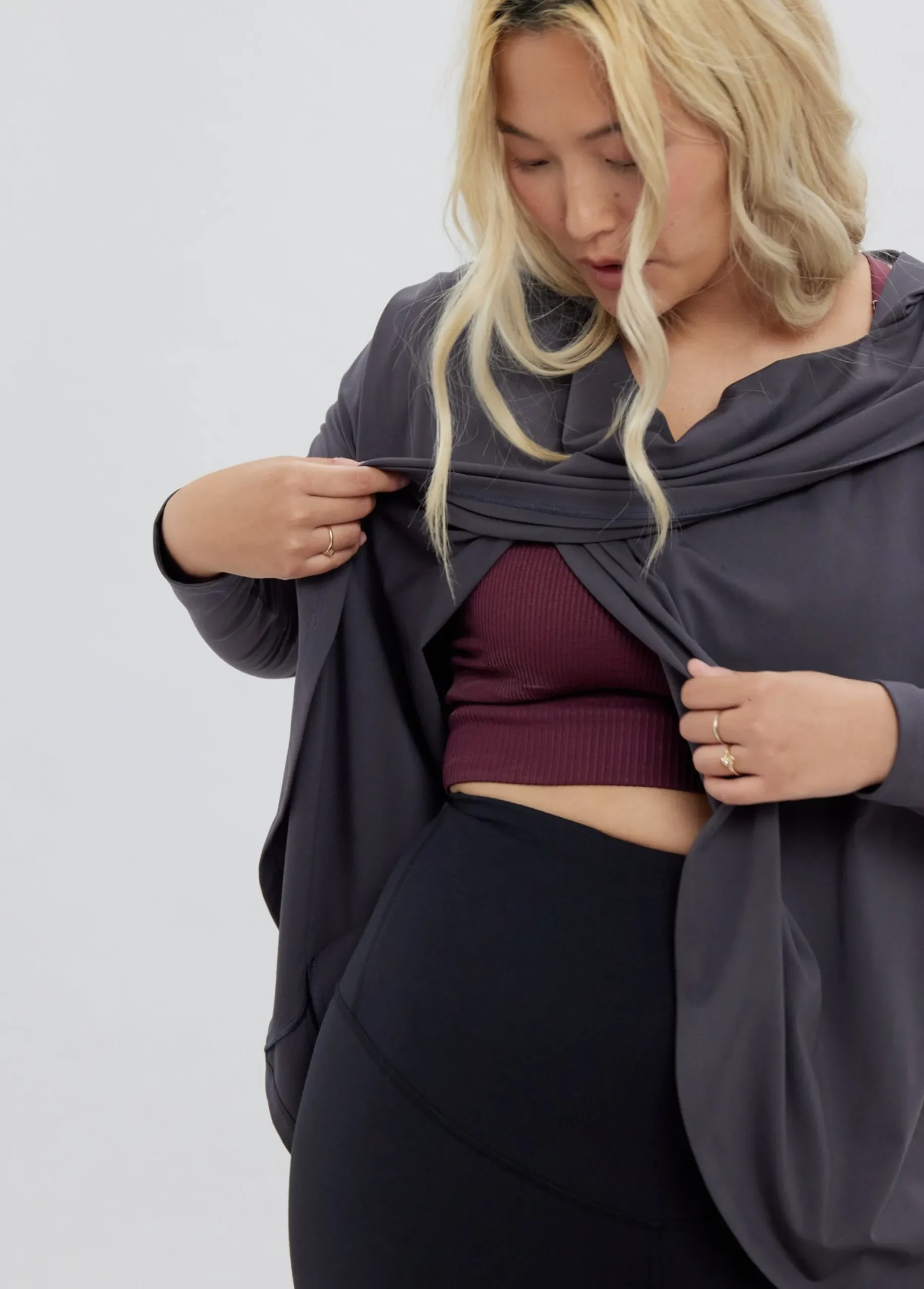 Active Wrap Maternity + Nursing Sweatshirt Gray
