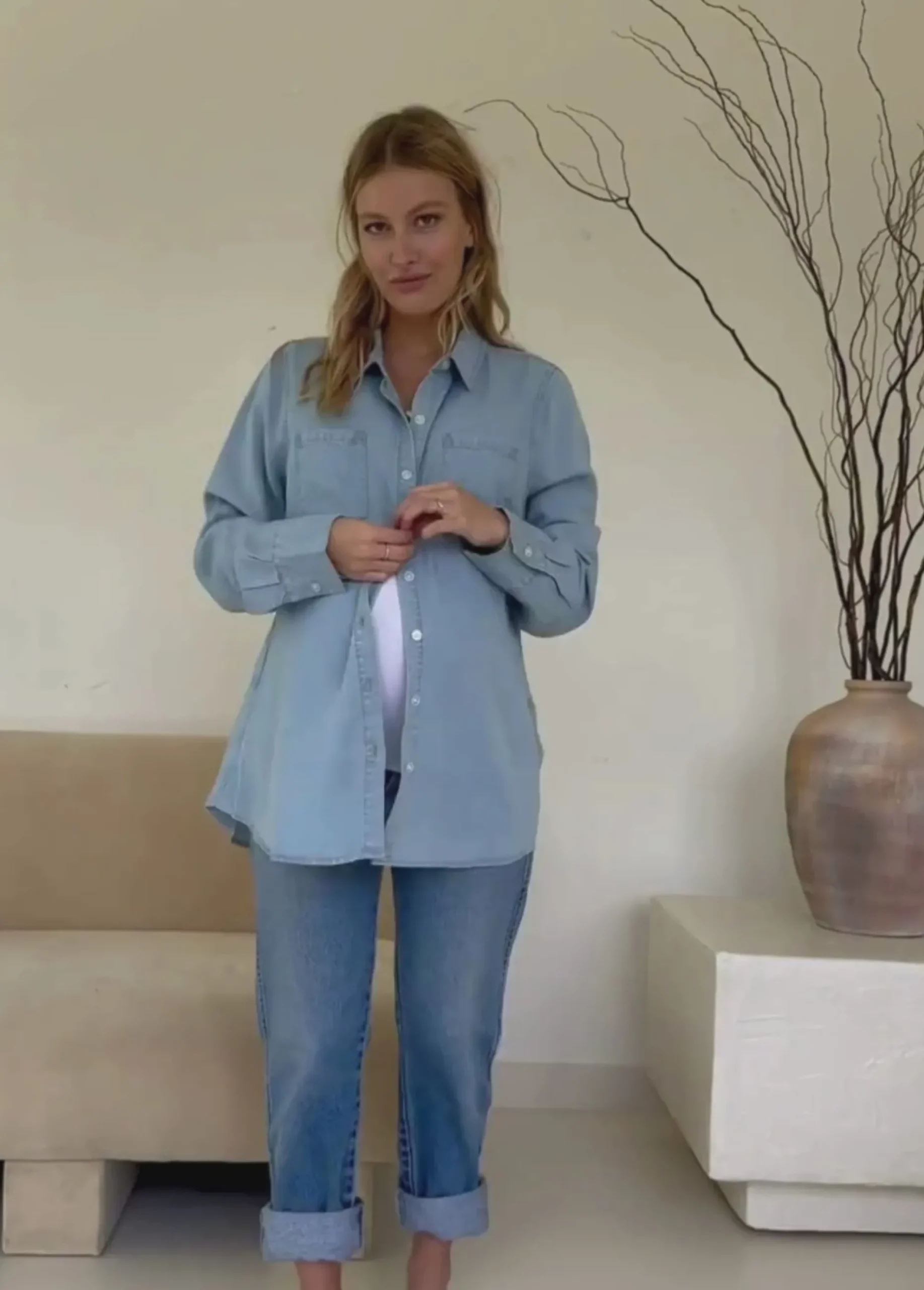 Classic Button Down Maternity & Nursing Top