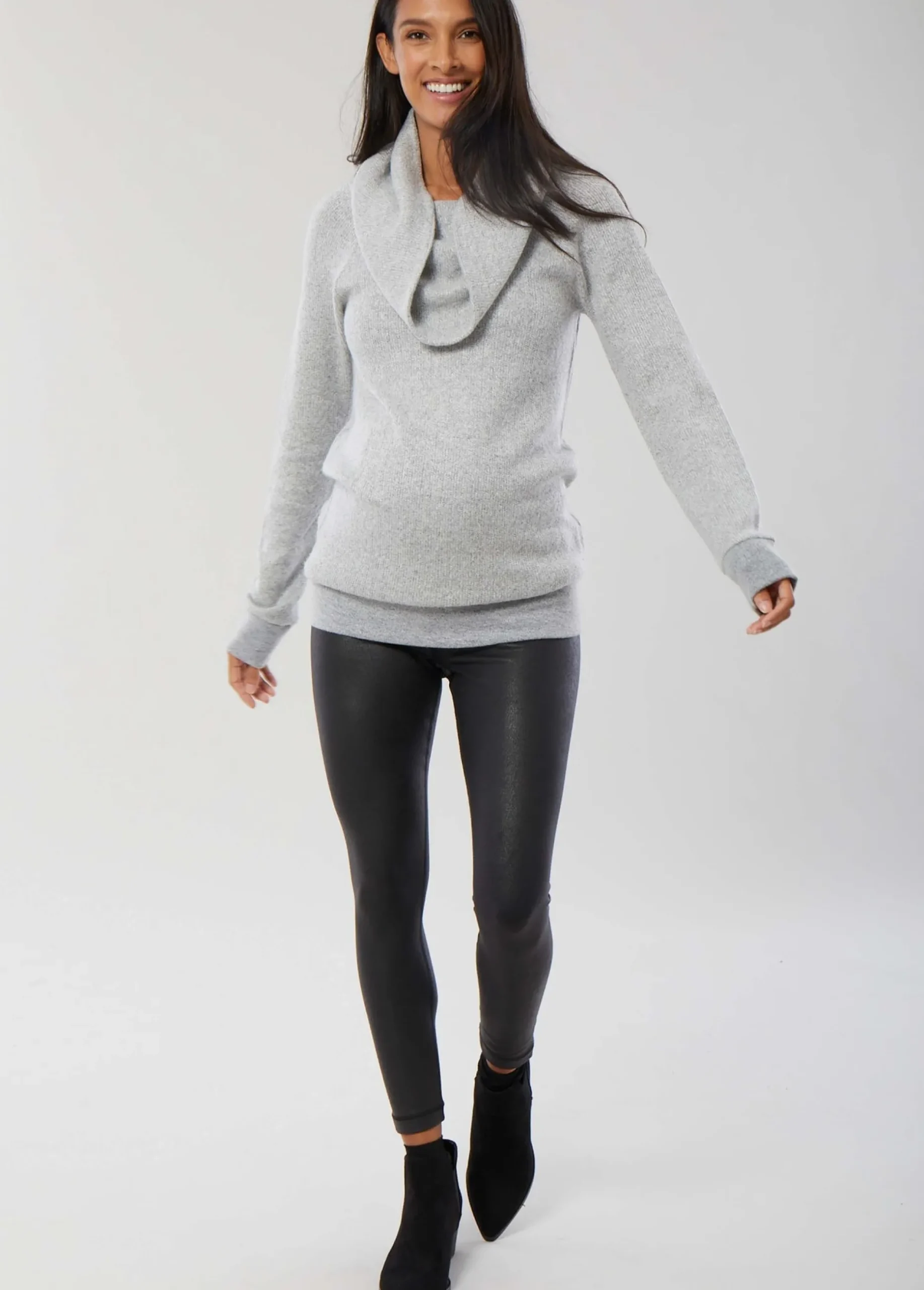 Cowl Neck Maternity Tunic Sweater