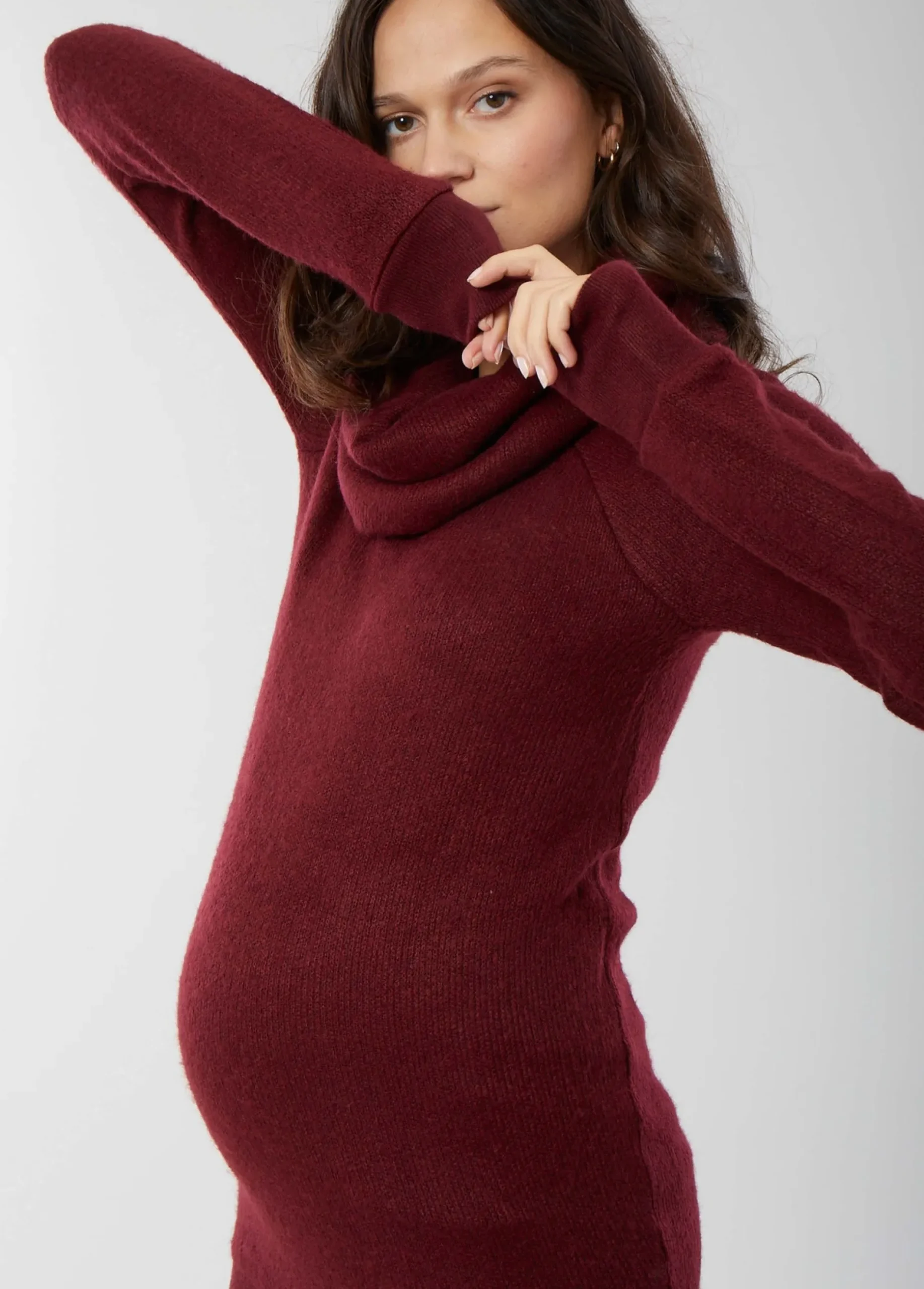 Cowl Neck Maternity Tunic Sweater