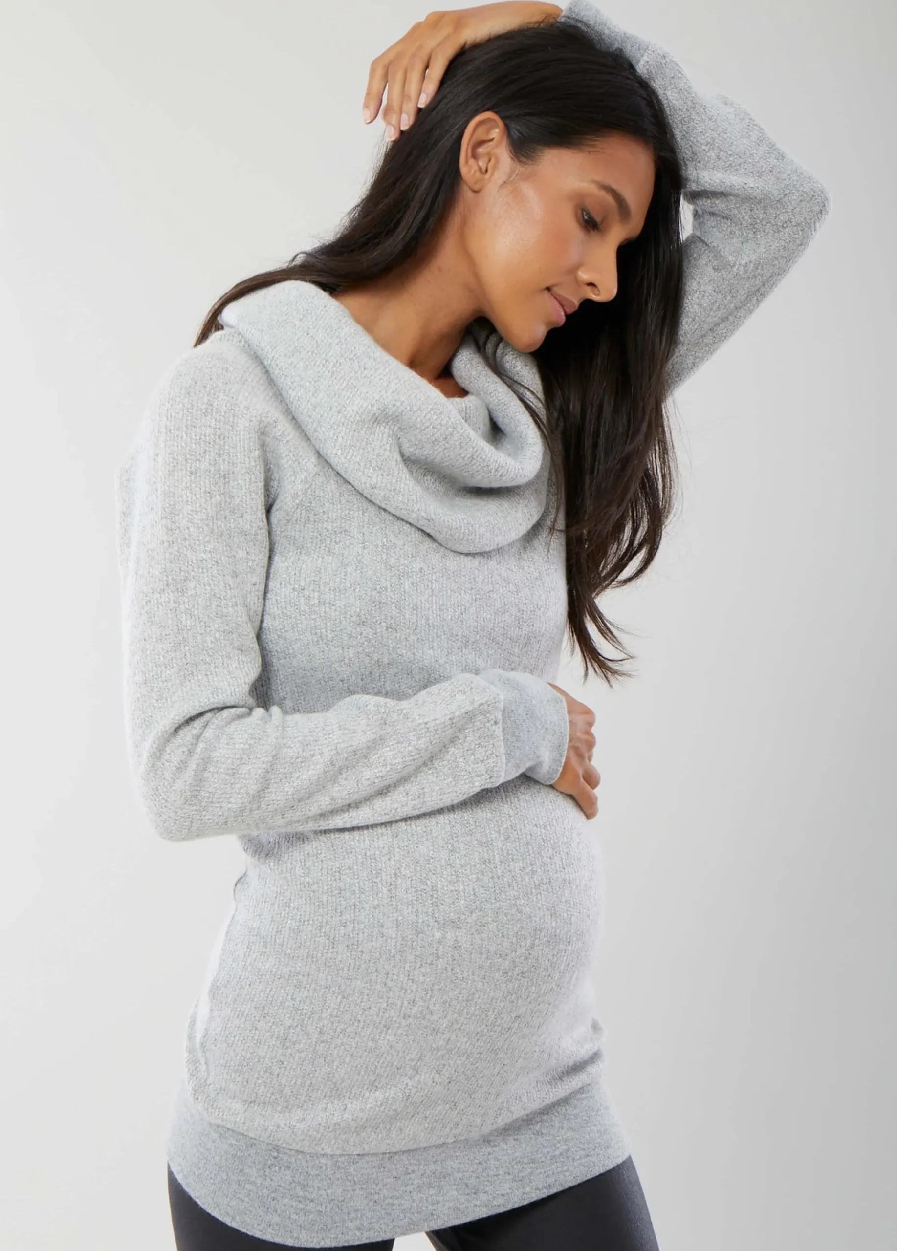 Cowl Neck Maternity Tunic Sweater