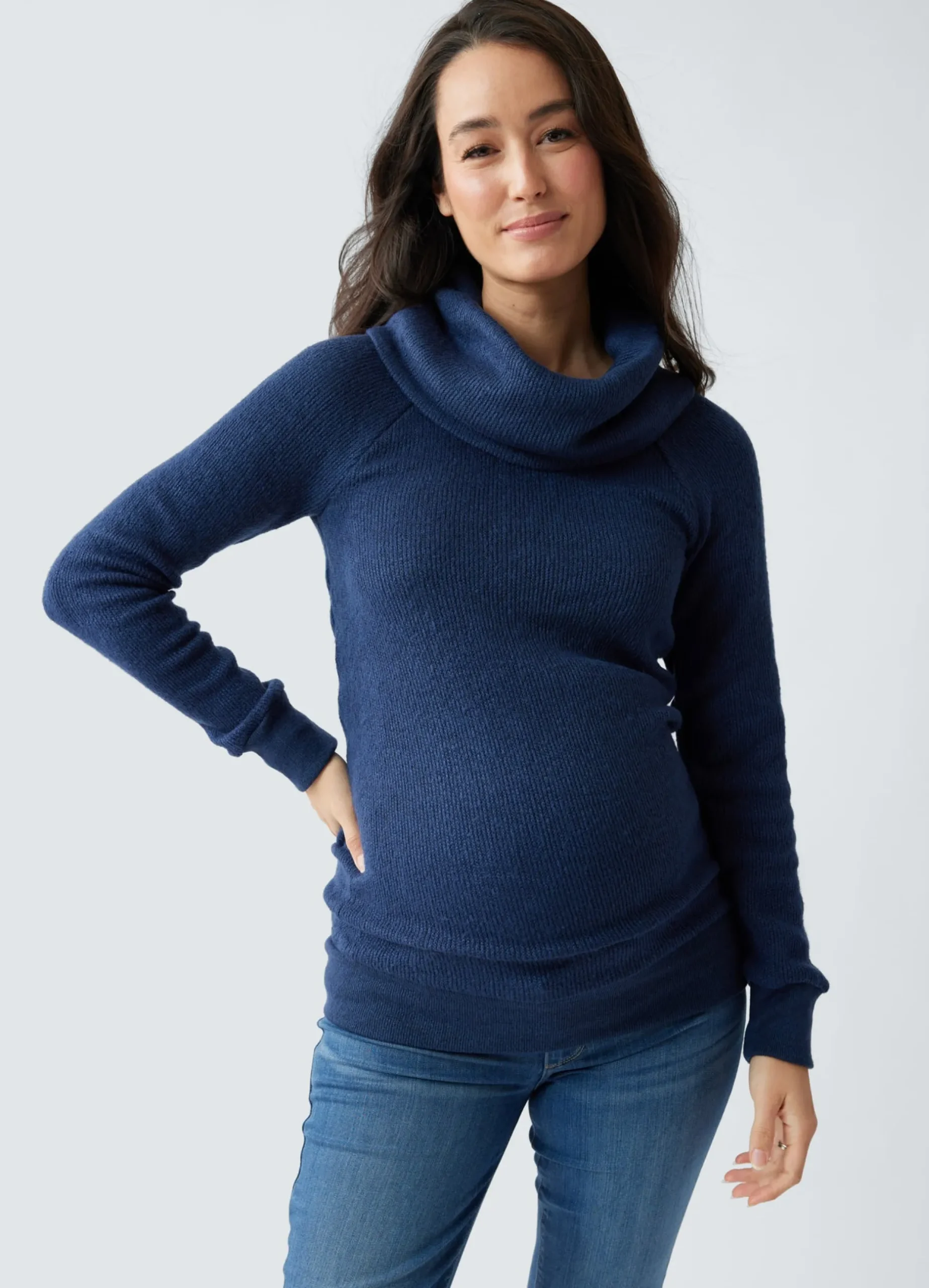 Cowl Neck Maternity Tunic Sweater