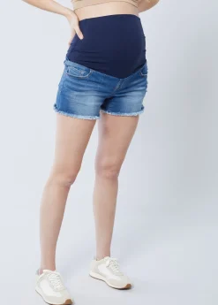 Denim Short Ft. Crossover Maternity Panel®