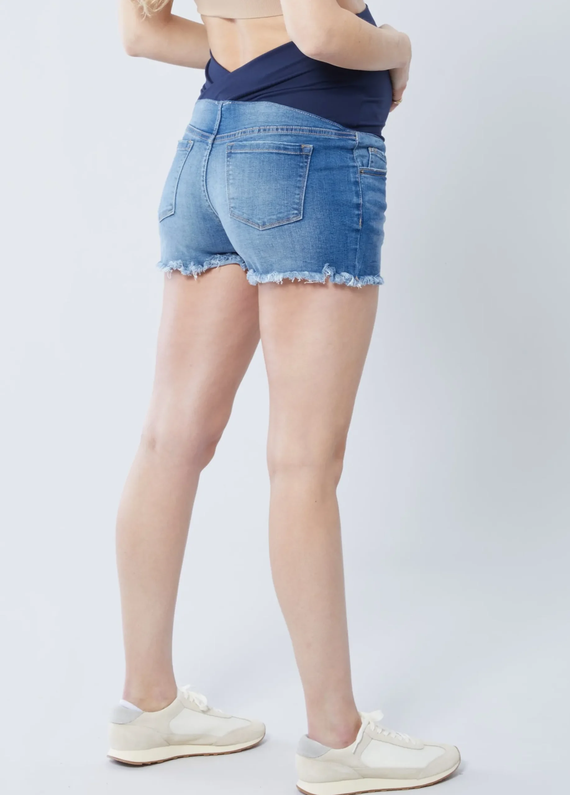 Denim Short Ft. Crossover Maternity Panel®