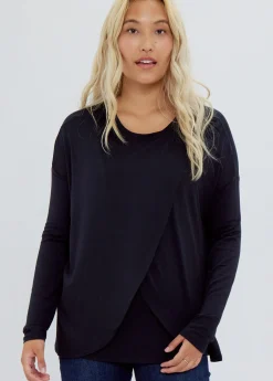 Long Sleeve Maternity + Nursing Top Black