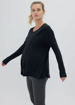 Long Sleeve Maternity + Nursing Top Black