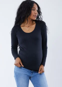Long Sleeve Scoop Neck Maternity Tee