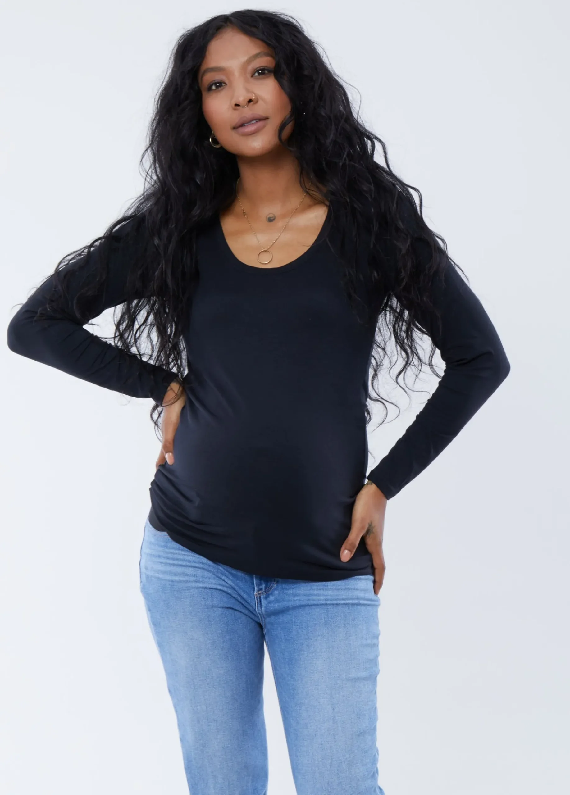 Long Sleeve Scoop Neck Maternity Tee