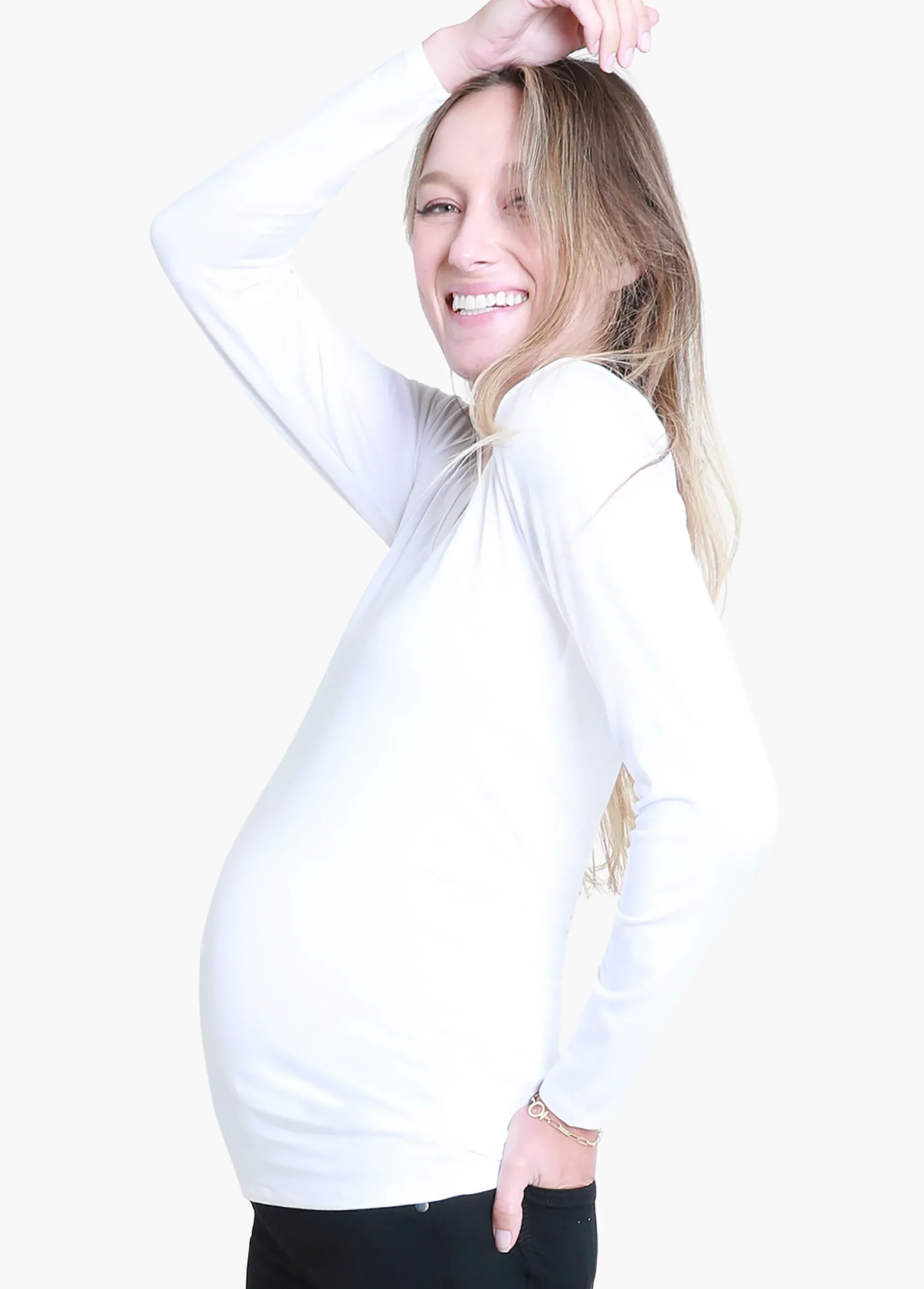 Long Sleeve Scoop Neck Maternity Tee