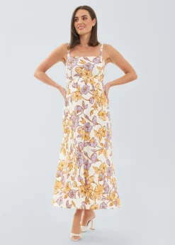 Maya Tie Back Linen Maternity Dress