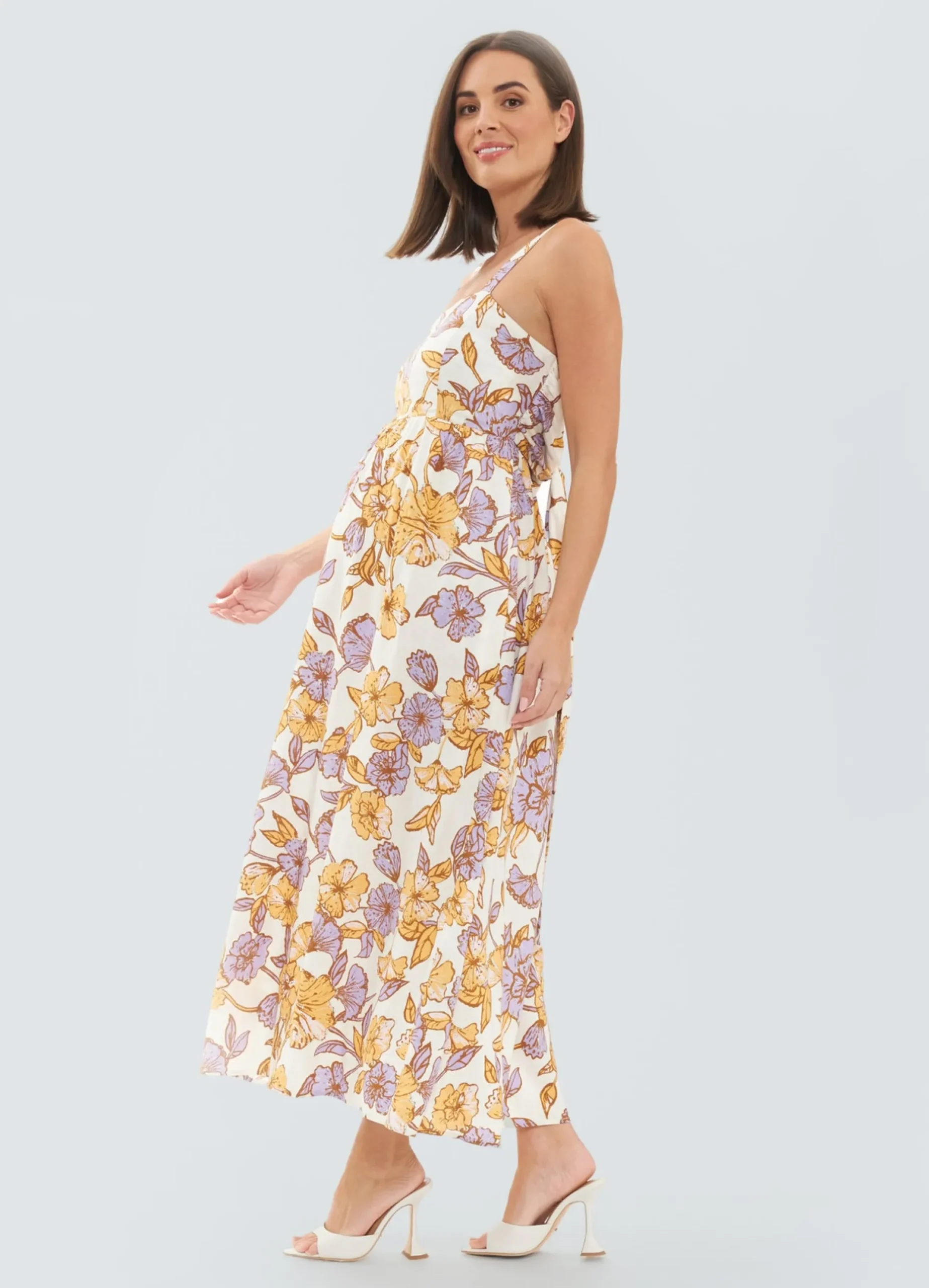 Maya Tie Back Linen Maternity Dress