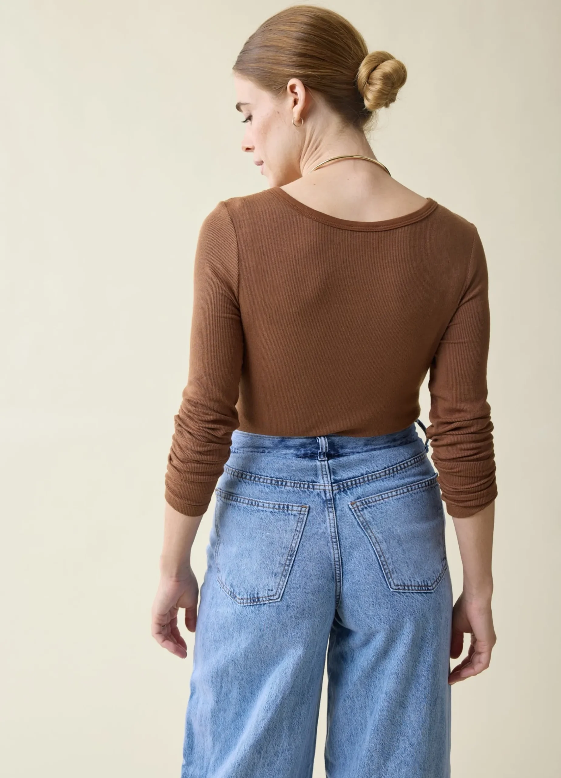 Rib Henley Long Sleeve Maternity + Nursing Top