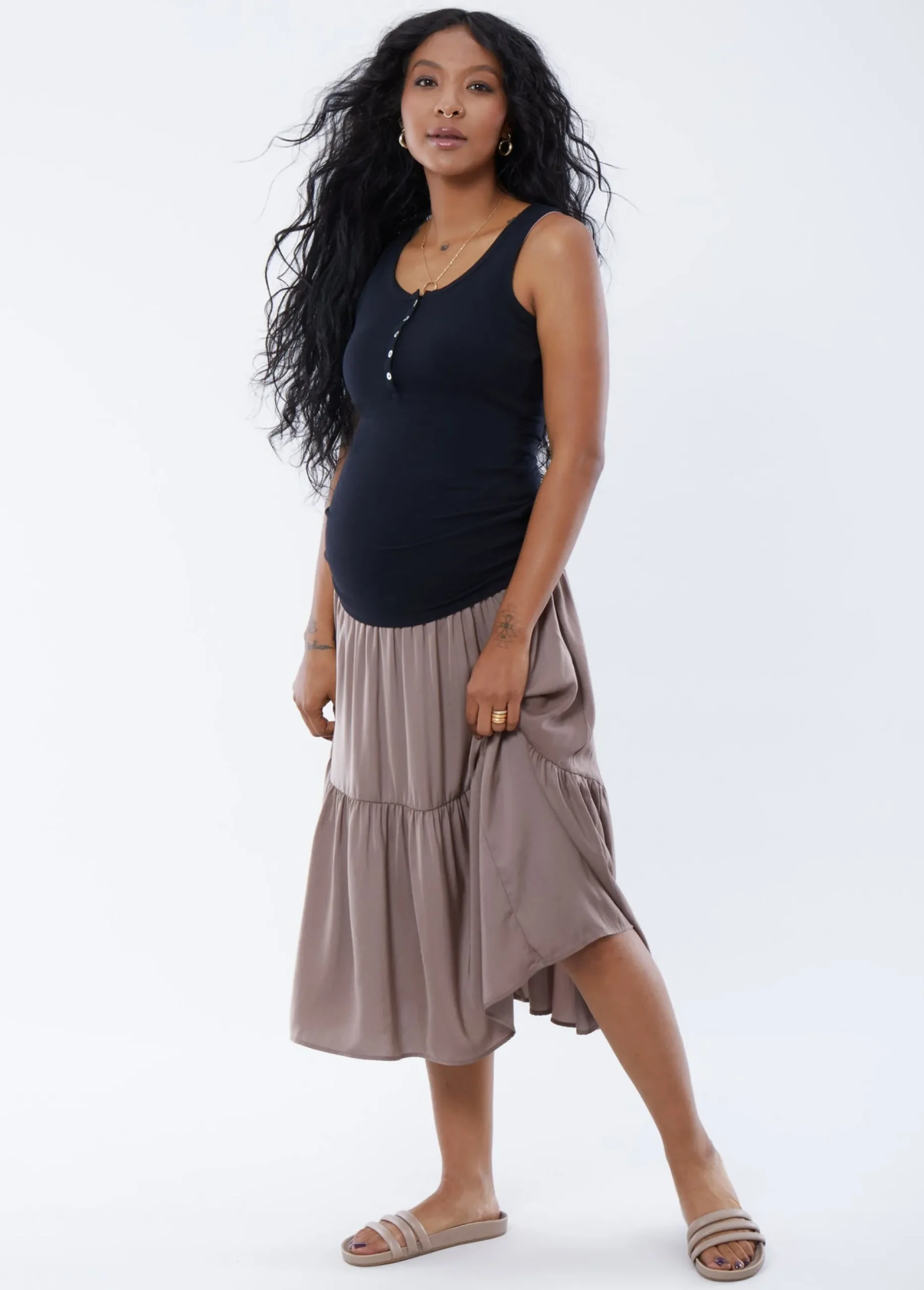 Rib Henley Maternity + Nursing Tank