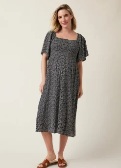 Ripe Emmy Shirred Maternity and Nursing Midi Dress