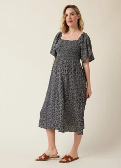 Ripe Emmy Shirred Maternity and Nursing Midi Dress