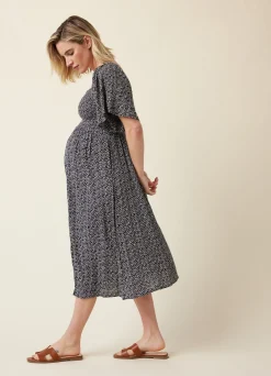 Ripe Emmy Shirred Maternity and Nursing Midi Dress