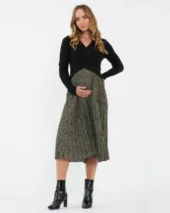 Ripe Maternity Cleo Pleat Midi Skirt