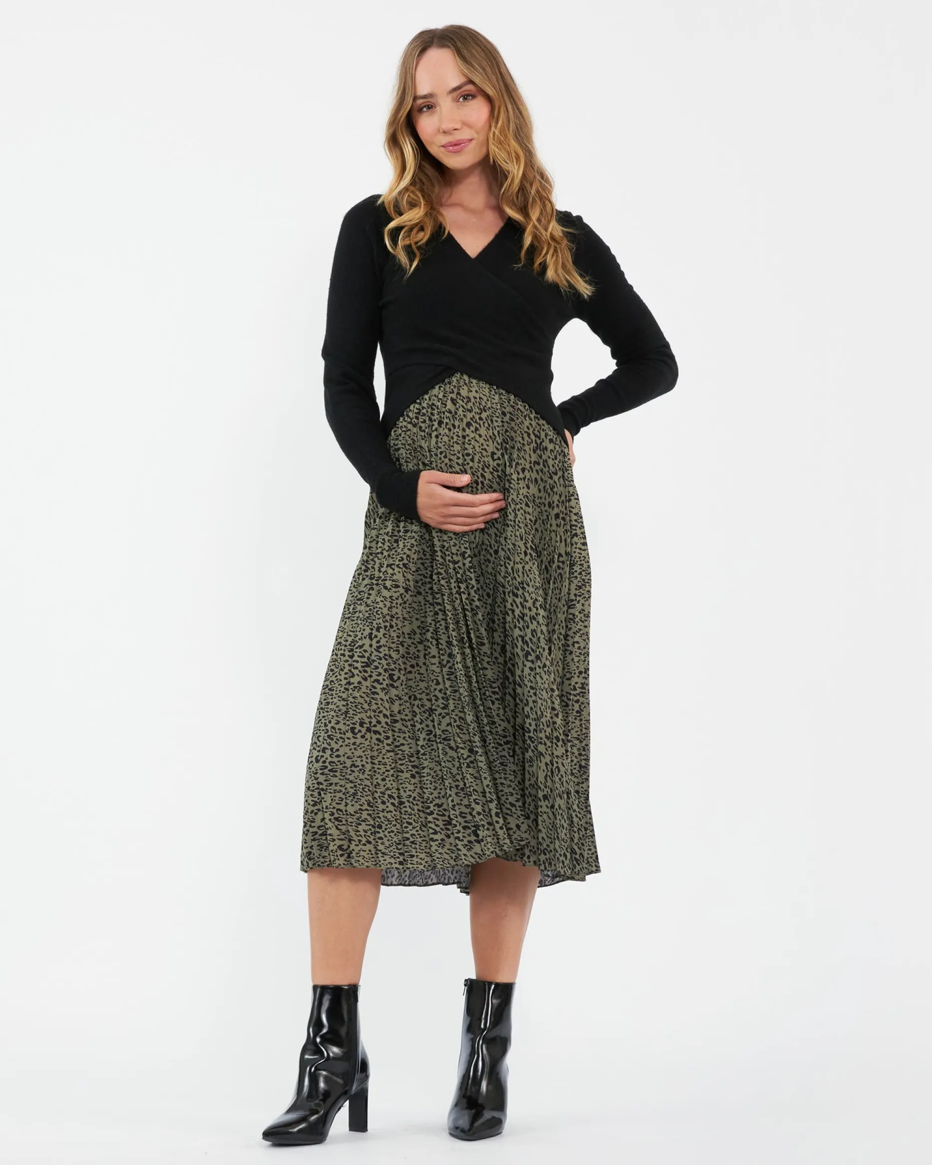 Ripe Maternity Cleo Pleat Midi Skirt