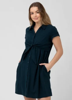 Ripe Maternity Colette Tie Up Linen Maternity Dress