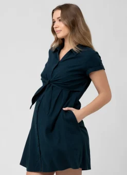 Ripe Maternity Colette Tie Up Linen Maternity Dress