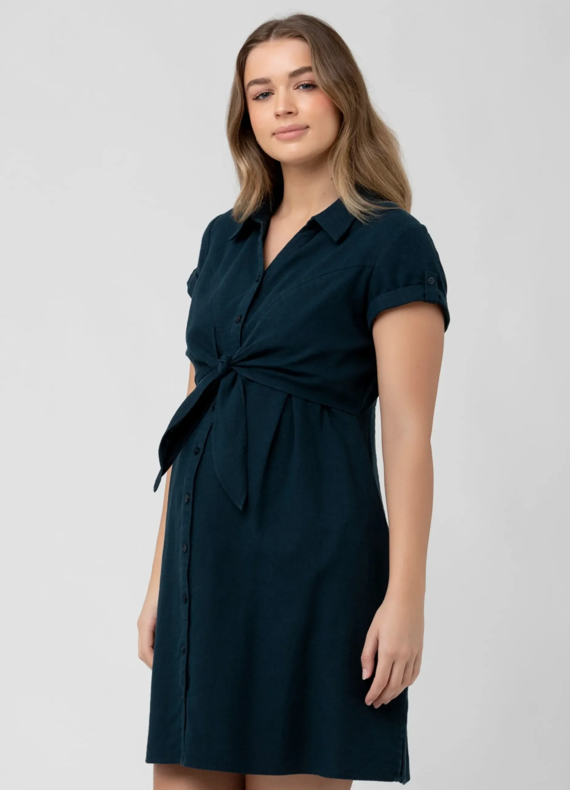 Ripe Maternity Colette Tie Up Linen Maternity Dress