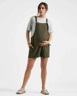 Ripe Maternity Olive Linen Overalls