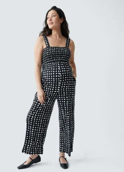 Smocked Bodice Maternity Jumpsuit