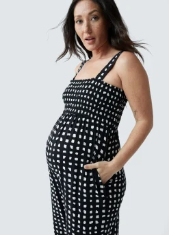 Smocked Bodice Maternity Jumpsuit
