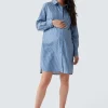 The Dad Maternity Poplin Shirt Dress