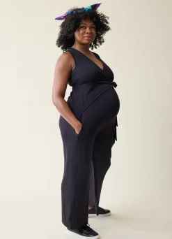 The EveryWear Sleeveless Maternity + Nursing Jumpsuit Black
