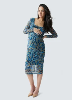 The Icon Mesh Maternity Midi Dress