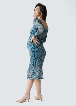 The Icon Mesh Maternity Midi Dress