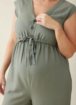 The Luxe Maternity Linen Jumpsuit