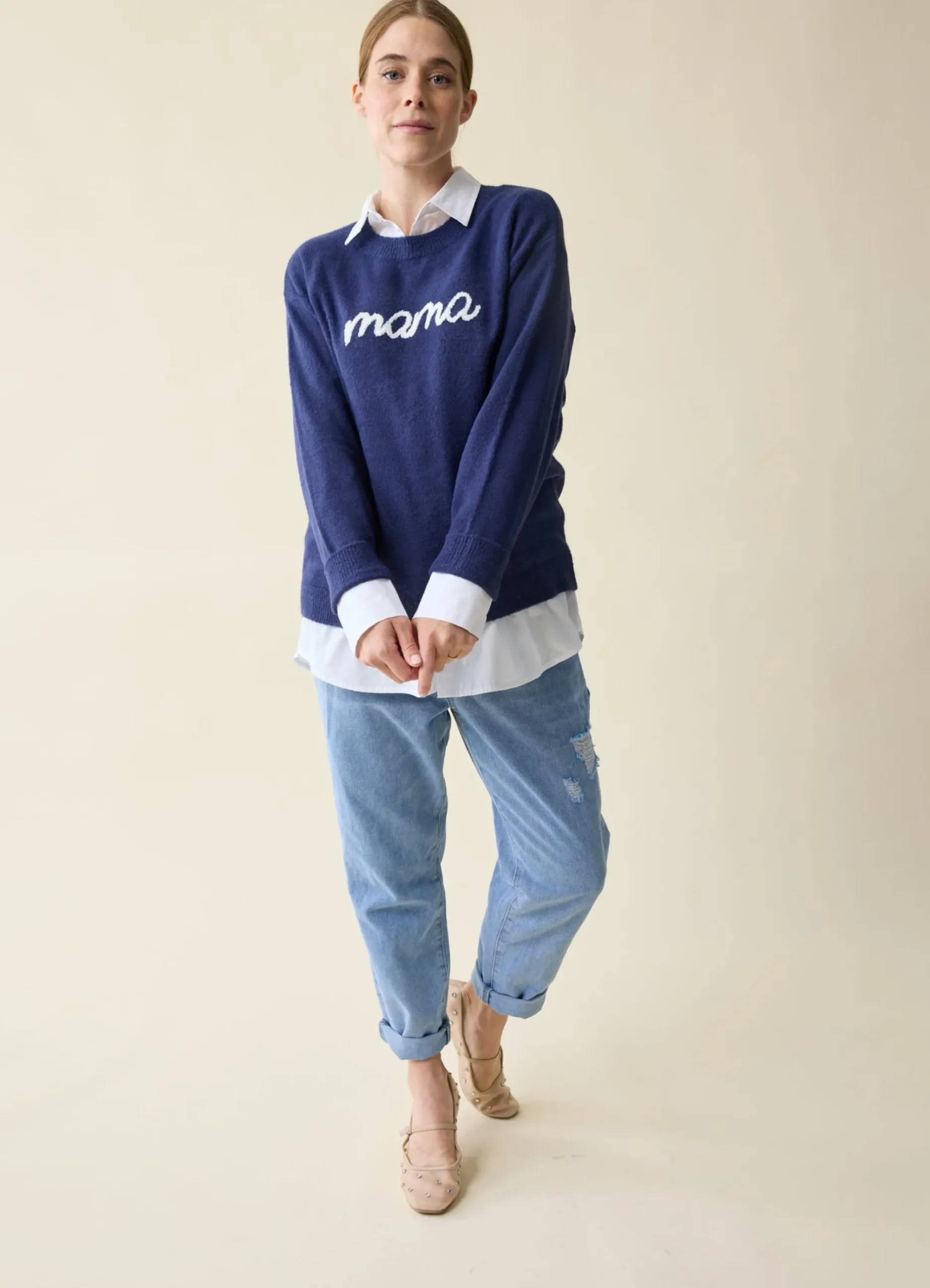 The Mama Maternity + Postpartum Sweater Navy