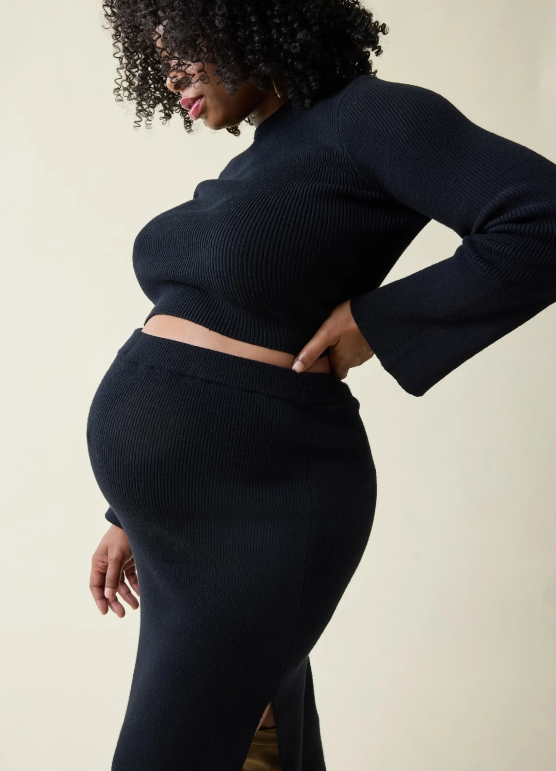 The Mix + Mingle Black Maternity Midi Skirt Set