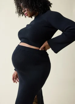 The Mix + Mingle  Black Maternity Sweater Midi Skirt