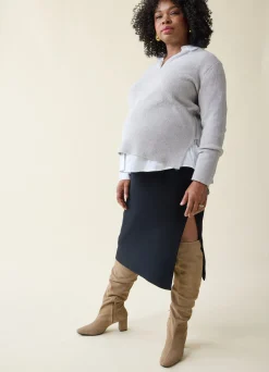The Mix + Mingle  Black Maternity Sweater Midi Skirt