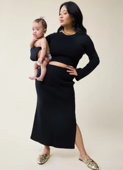 The Mix + Mingle  Black Maternity Sweater Midi Skirt