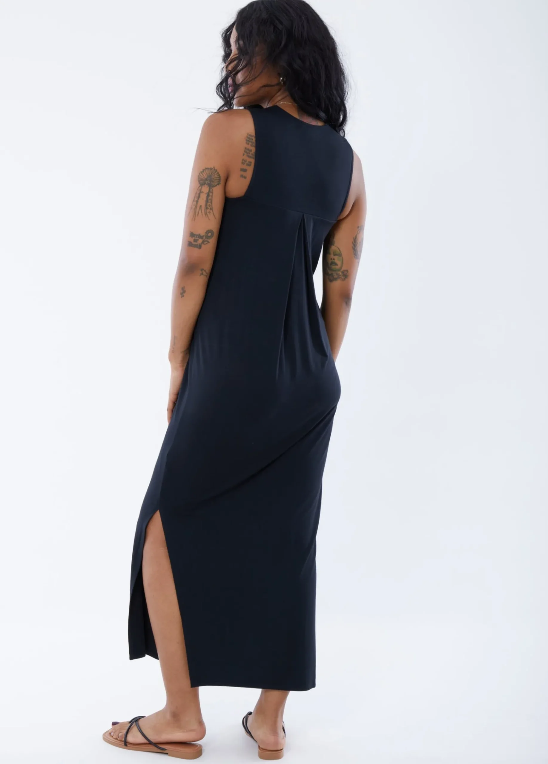 The One Black Maternity Midi Dress