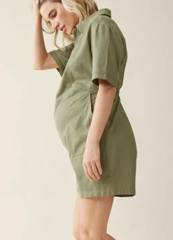 The Short Olive Maternity Utility Coverall