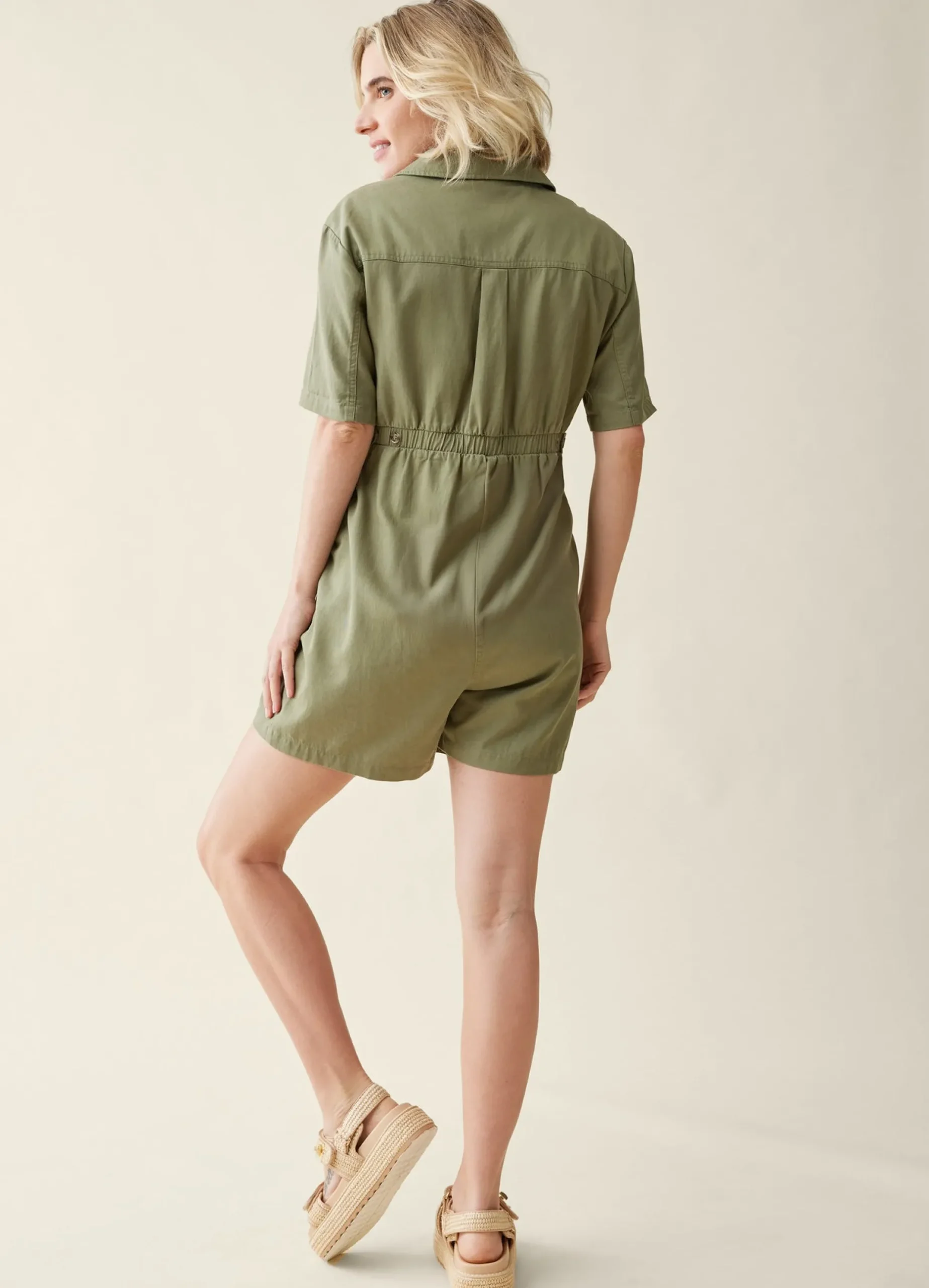 The Short Olive Maternity Utility Coverall