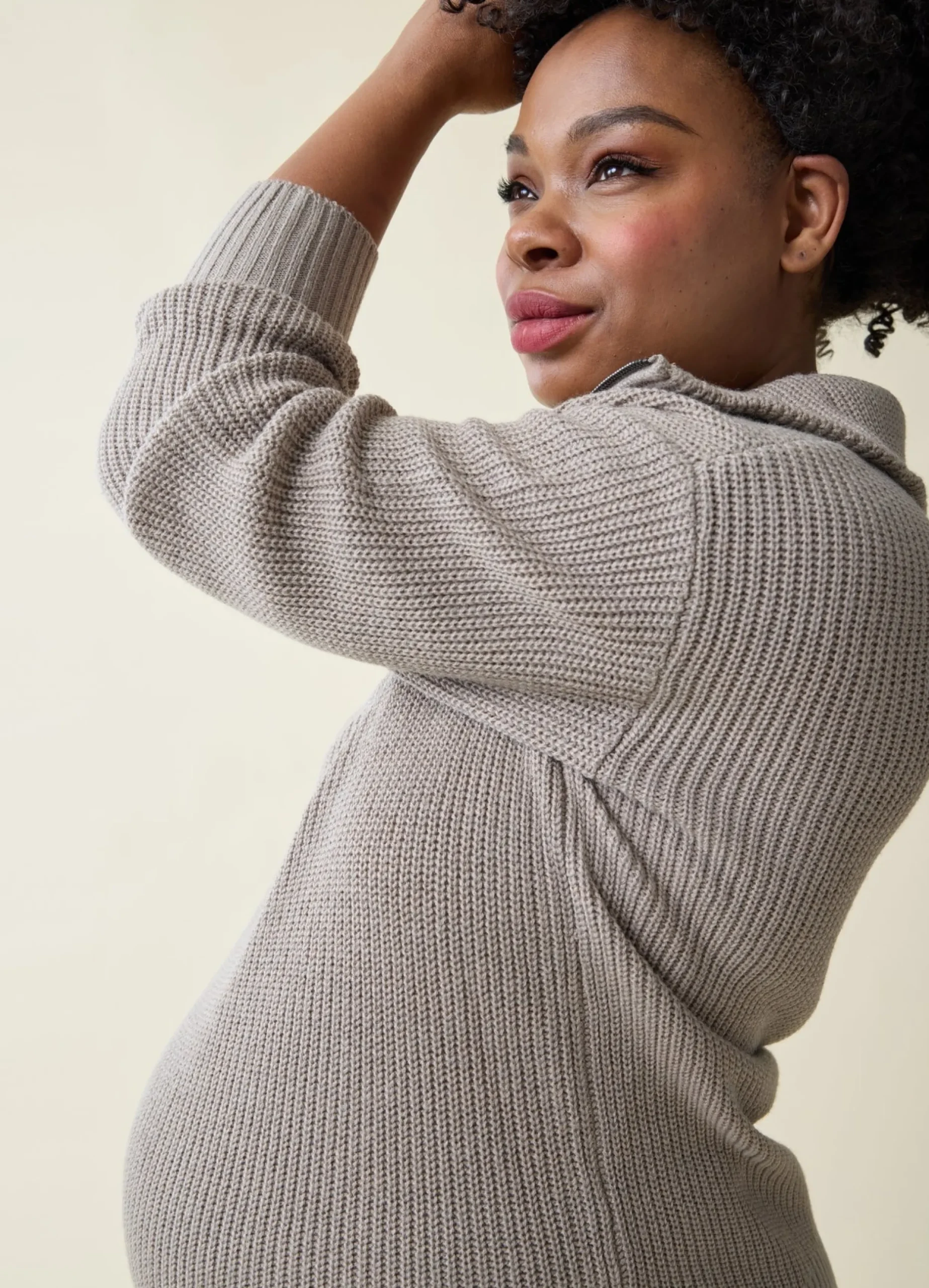 The Stay Cozy Quarter Zip Maternity Sweater