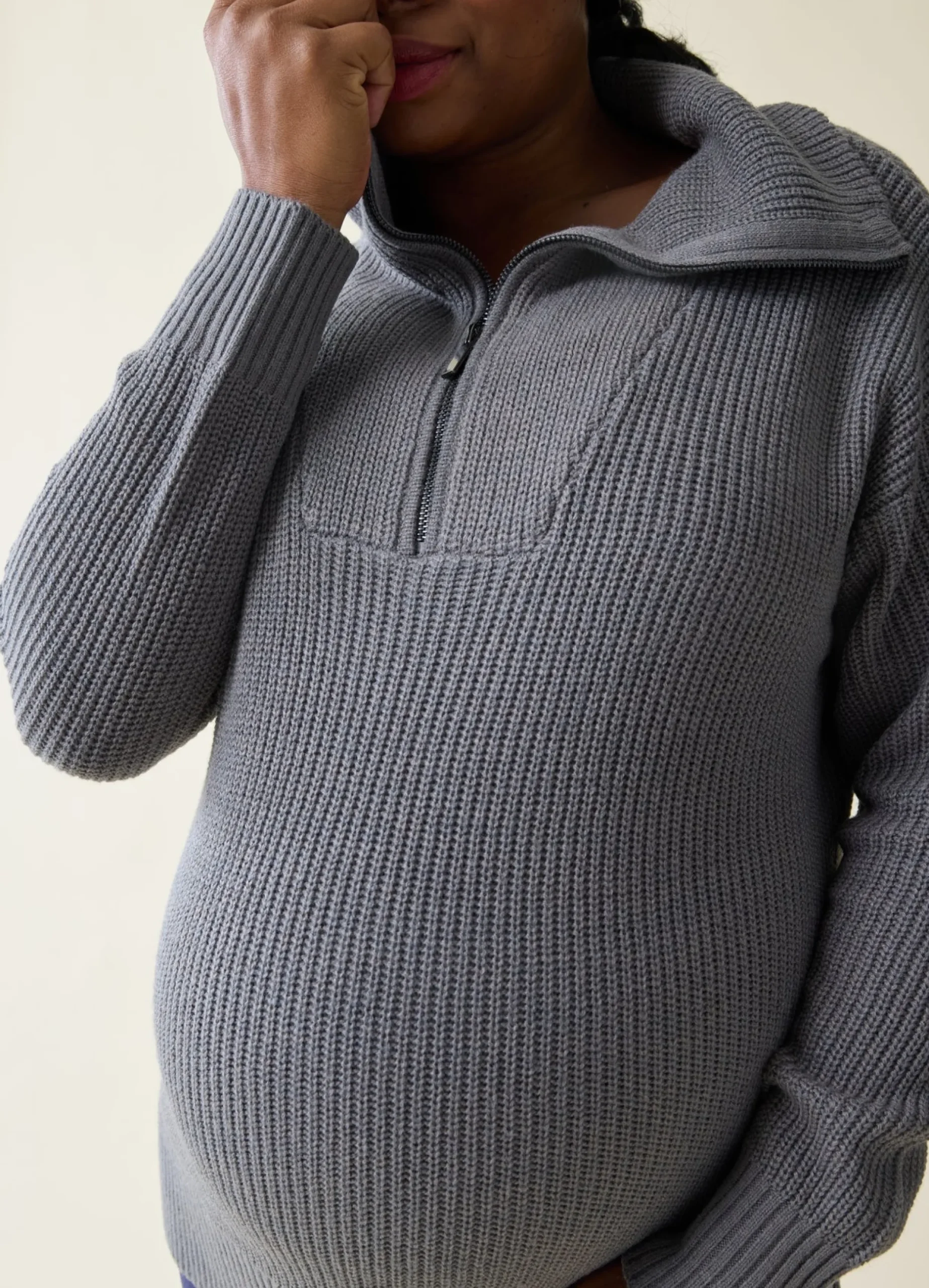 The Stay Cozy Quarter Zip Maternity Sweater