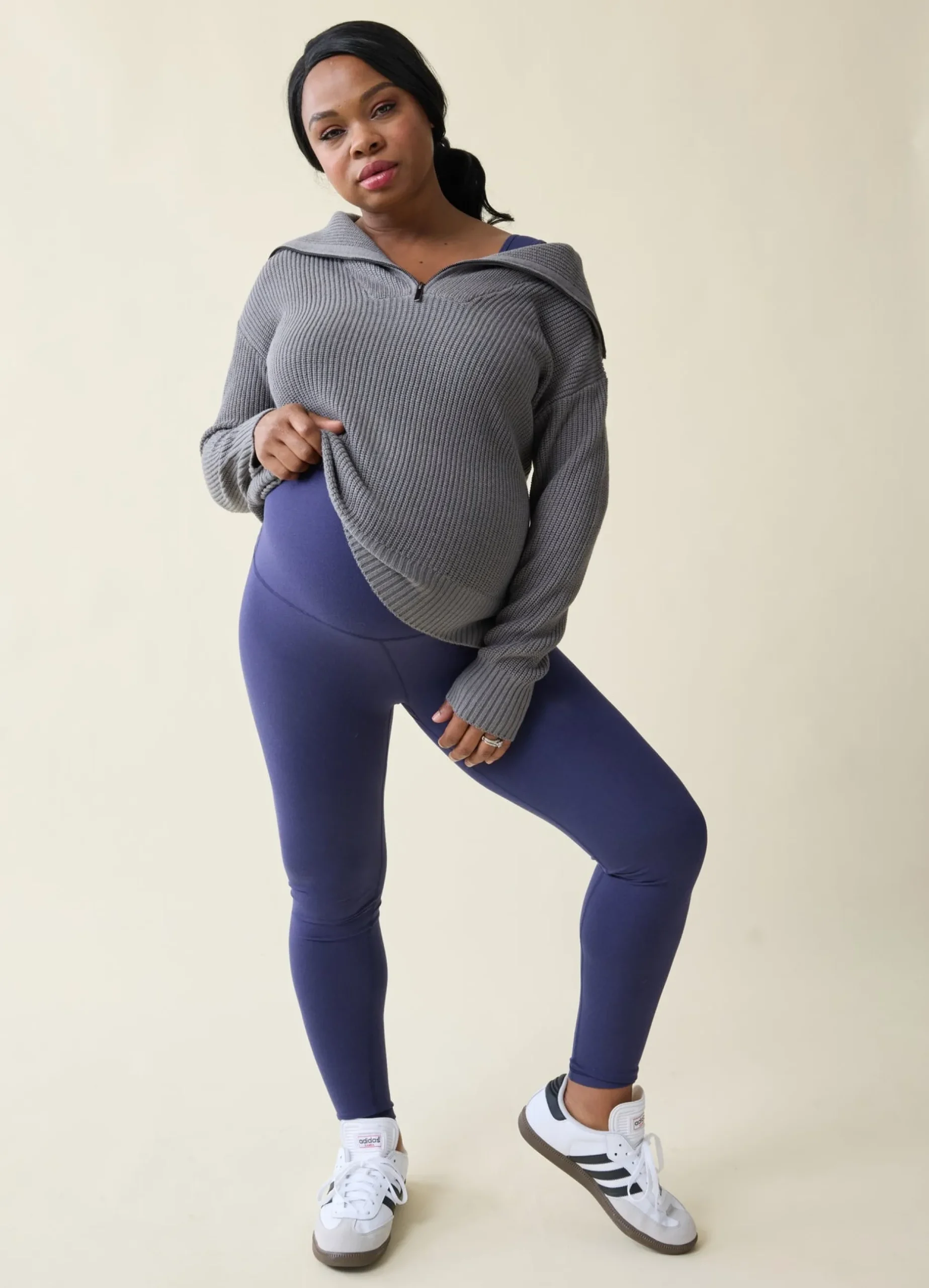 The Stay Cozy Quarter Zip Maternity Sweater