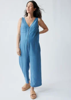 The Zip & Relax Maternity + Nursing Chambray Jumpsuit